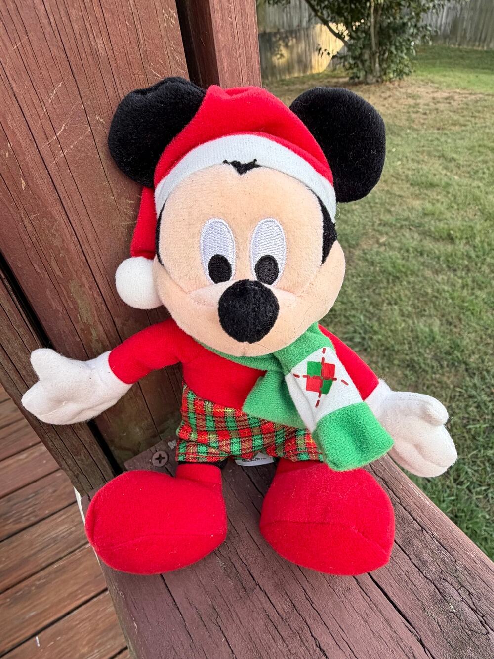 Vtg Disney Store Santa Mickey Mouse Christmas Bean Bag Plush 90s #743195941313